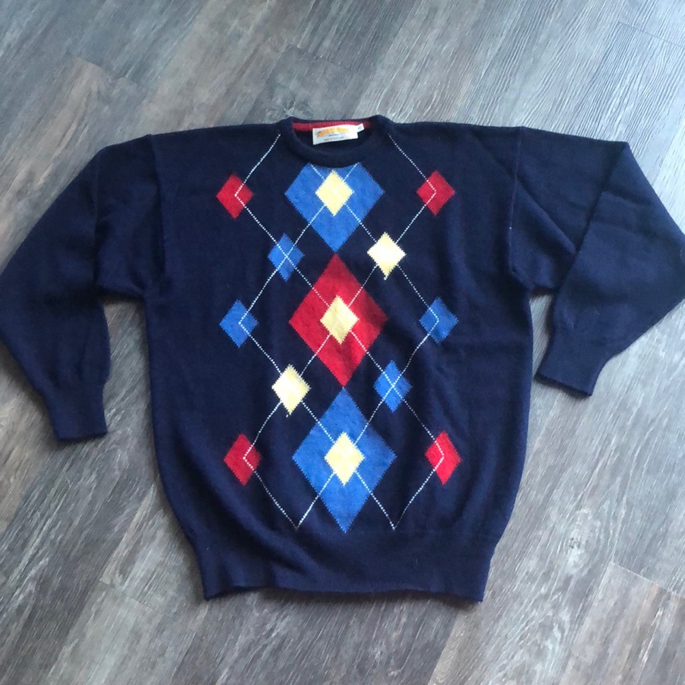 James Pringle Vintage Argyle Lambswool Sweater 42
